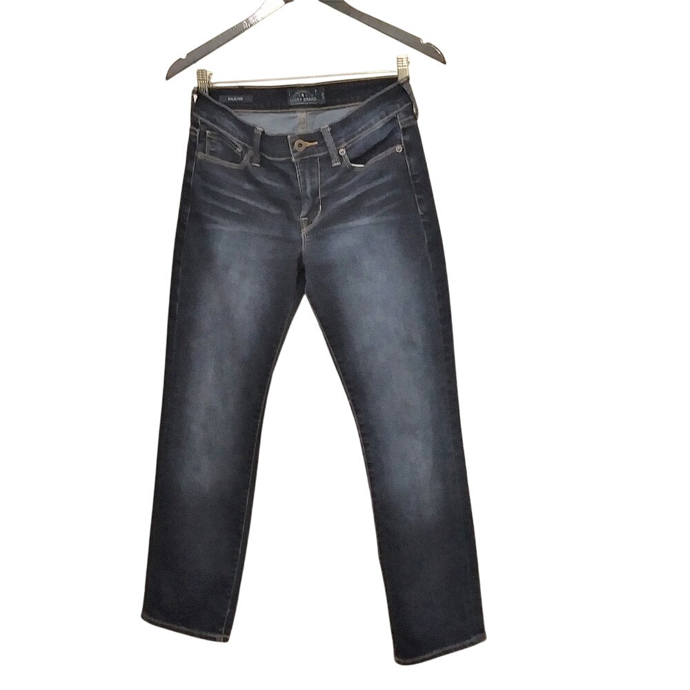 Lucky Brand Mollie Crop Jeans Dark Wash‎ Straight Leg Size 2/26 Mid Rise Denim